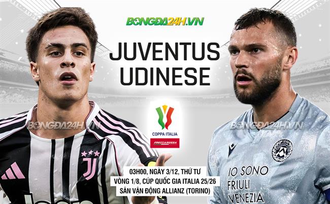 Nhận định Juventus vs Udinese (3h00 ngày 3/12): Vé đi tiếp cho chủ nhà