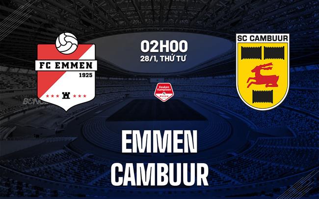 Nhận định bóng đá Emmen vs Cambuur 2h00 ngày 28/1 (Hạng 2 Hà Lan 2025/26)