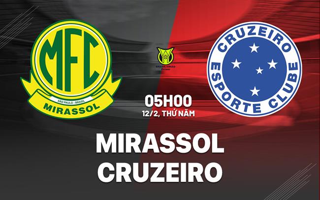 Nhận định bóng đá Mirassol vs Cruzeiro 5h00 ngày 12/2 (VĐQG Brazil 2026)
