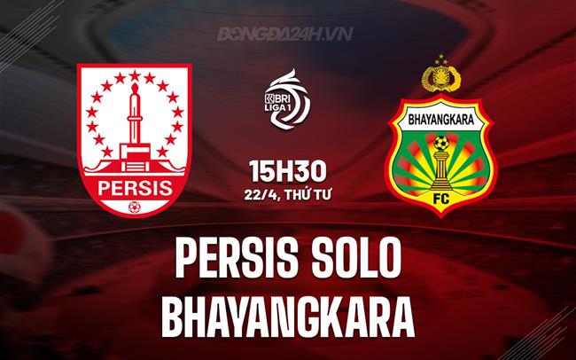 Nhận định Persis Solo vs Bhayangkara 15h30 ngày 22/4 (VĐQG Indonesia 2025/26)