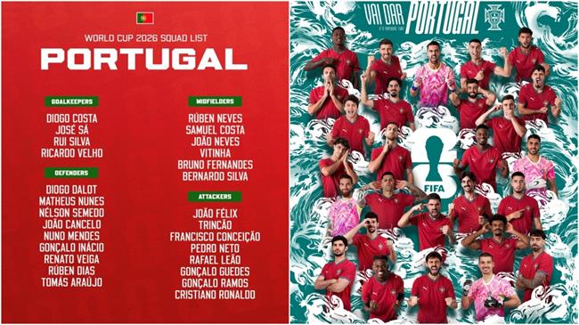 Danh sách đội tuyển Bồ Đào Nha tham dự World Cup 2026