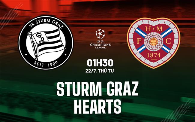 Nhận định bóng đá Sturm Graz vs Hearts 1h30 ngày 22/7 (Champions League 2026/27)