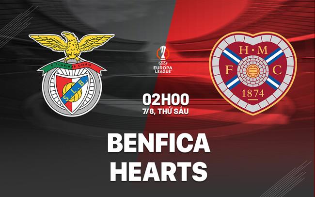 Nhận định bóng đá Benfica vs Hearts 2h00 ngày 7/8 (Europa League 2026/27)