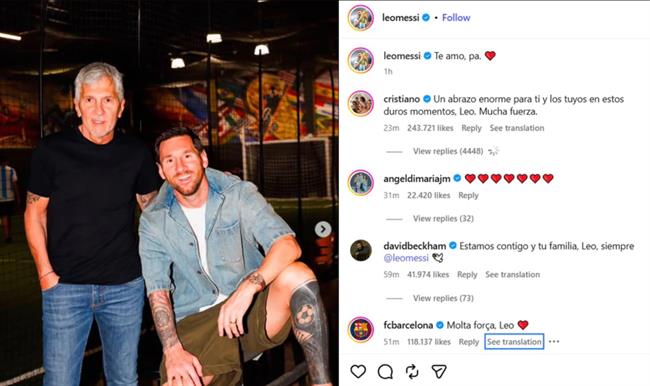 Ronaldo động viên Messi trước nỗi đau mất đấng sinh thành