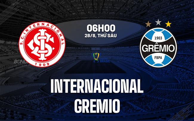Nhận định bóng đá Internacional vs Gremio 6h00 ngày 28/8 (Cúp QG Brazil 2026)