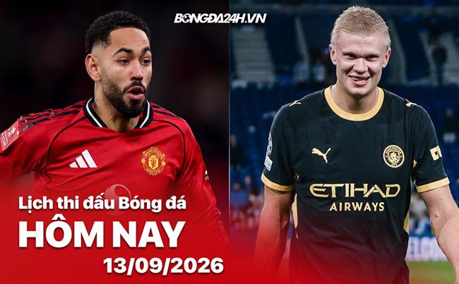 Lịch thi đấu, trực tiếp bóng đá hôm nay 13/09/2026: Man United vs Man City
