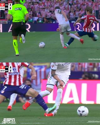 Ban trọng tài nhận sai khi cầu thủ Atletico Madrid thoát thẻ đỏ 1