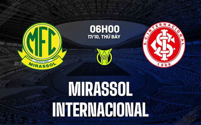 Nhận định bóng đá Mirassol vs Internacional 6h00 ngày 17/10 (VĐQG Brazil 2026)