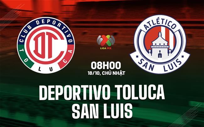Nhận định Deportivo Toluca vs San Luis 8h00 ngày 18/10 (VĐQG Mexico 2026/27)