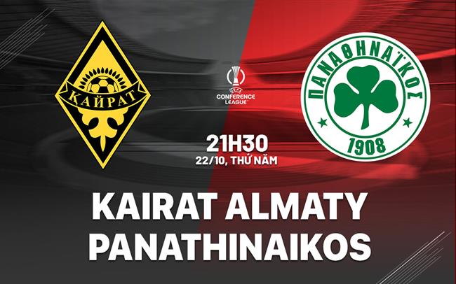Nhận định Kairat Almaty vs Panathinaikos 21h30 ngày 22/10 (Conference League 2026/27)