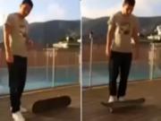 Messi tập tành chơi trượt ván