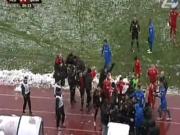 CĐV hạ gục HLV đối phương bằng ... bóng tuyết