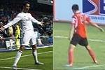 Trung vệ ĐT.LA bắt chước cách ăn mừng bàn thắng của Ronaldo
