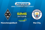 Giải mã trận đấu Gladbach vs Man City 02h45 ngày 24/11 (Champions League 2016/17)