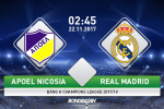 APOEL Nicosia vs Real Madrid (2h45 ngày 22/11): Chiến thắng giải tỏa?