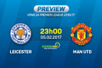 Giải mã trận đấu Leicester vs MU 23h00 ngày 5/2 (Vòng 24 NHA 2016/17)