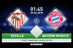 Sevilla 1-2 Bayern Munich (KT): Thắng sân khách, "Hùm xám" đặt 1 chân vào bán kết