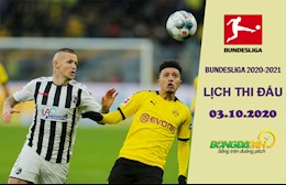 Lịch thi đấu Bundesliga 2020/21 hôm nay 3/10/2020
