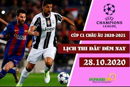 Lịch thi đấu Cúp C1 châu Âu/Champions League 2020-21 đêm nay 28/10