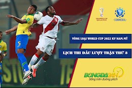 Lịch thi đấu lượt trận 3 vòng loại World Cup 2022 khu vực Nam Mỹ