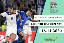 Lịch thi đấu UEFA Nations League 2020/21 đêm nay 18/11