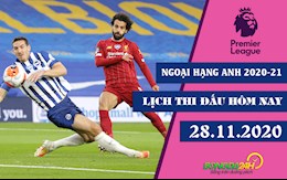 Lịch thi đấu Ngoại hạng Anh/Premier League 2020-2021 hôm nay 28/11