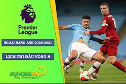 Lịch thi đấu Ngoại hạng Anh 2020/21 vòng 8 cuối tuần này