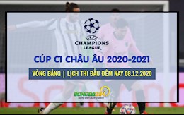 Lịch thi đấu Cúp C1/Champions League 2020/21 hôm nay 8/12