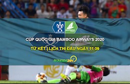 Lịch thi đấu vòng tứ kết Cúp Quốc Gia 2020 hôm nay 11/9