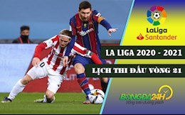 Lịch thi đấu vòng 21 La Liga 2020/2021 cuối tuần này (30/1-2/2)