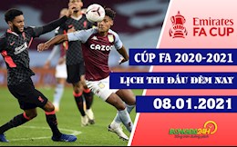 Lịch thi đấu và trực tiếp Cúp FA 2020-21 đêm nay 8/1: Liverpool làm khách Aston Villa