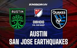Nhận định Austin vs San Jose Earthquakes 8h00 ngày 7/8 (Nhà Nghề Mỹ 2022)