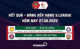 Kết quả - Bảng xếp hạng V.League 2022 hôm nay 27/8 cập nhật nhanh nhất