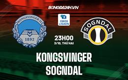 Nhận định, dự đoán Kongsvinger vs Sogndal 23h00 ngày 3/10 (Hạng 2 Na Uy 2022)