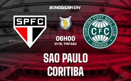 Nhận định, dự đoán Sao Paulo vs Coritiba 06h00 ngày 21/10 (VĐQG Brazil 2022)