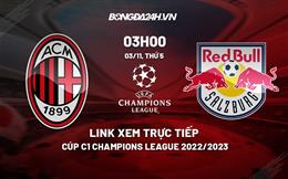 Link xem trực tiếp AC Milan vs Salzburg 3h00 ngày 3/11 (Cúp C1 2022/23)