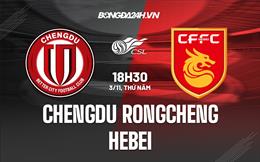 Nhận định Chengdu Rongcheng vs Hebei 18h30 ngày 3/11 (VĐQG Trung Quốc 2022)