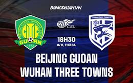 Nhận định Beijing Guoan vs Wuhan Three Towns 18h30 ngày 8/11 (VĐQG Trung Quốc 2022)