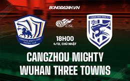 Nhận định Cangzhou Mighty vs Wuhan Three Towns 18h00 ngày 4/12 (VĐQG Trung Quốc 2022)