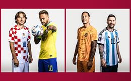 Lịch thi đấu bóng đá hôm nay 9/12: Hà Lan vs Argentina; Croatia vs Brazil