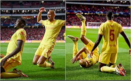Fabinho gặp tai nạn khi ăn mừng bàn thắng cùng Liverpool