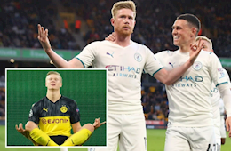 Kevin de Bruyne ăn mừng theo phong cách Erling Haaland