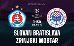 Nhận định Slovan Bratislava vs Zrinjski Mostar 1h30 ngày 2/8 (Champions League 2023/24)