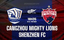 Nhận định Cangzhou Mighty Lions vs Shenzhen FC 18h35 ngày 5/8 (VĐQG Trung Quốc 2023)