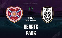 Nhận định - dự đoán Hearts vs PAOK 1h45 ngày 25/8 (Conference League 2023/24)