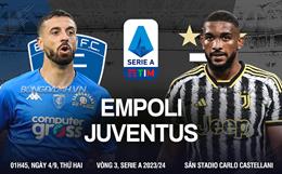 Nhận định bóng đá Empoli vs Juventus 1h45 ngày 4/9 (Serie A 2023/24)