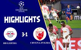 Video cúp C1 RB Leipzig vs Crvena Zvezda: Xavi Simons rực sáng