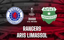 Nhận định Rangers vs Aris Limassol 3h00 ngày 1/12 (Europa League 2023/24)