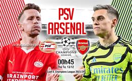 Nhận định PSV vs Arsenal (00h45 ngày 13/12): Cơ hội cho kép phụ