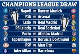 Bốc thăm vòng 1/8 Champions League: Arsenal đụng PSG, Napoli gặp Bayern